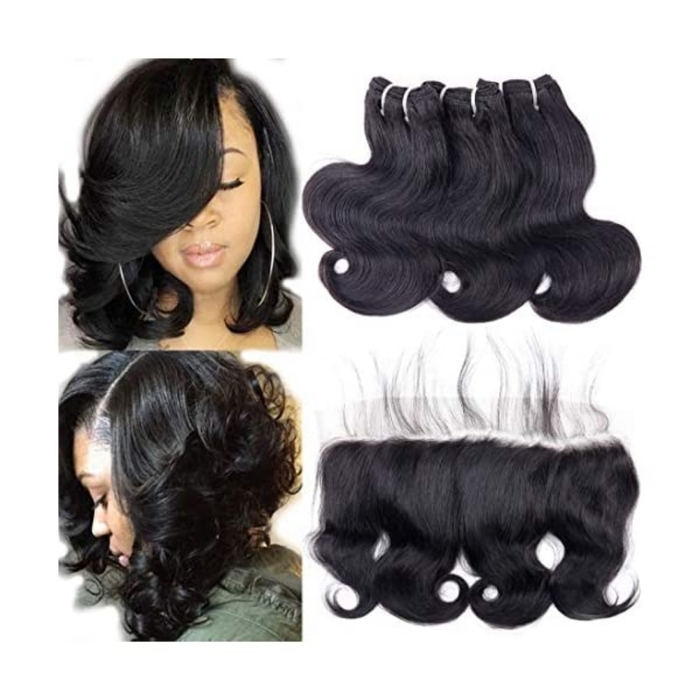 Jet Black Curls Bundles W/ Frontal